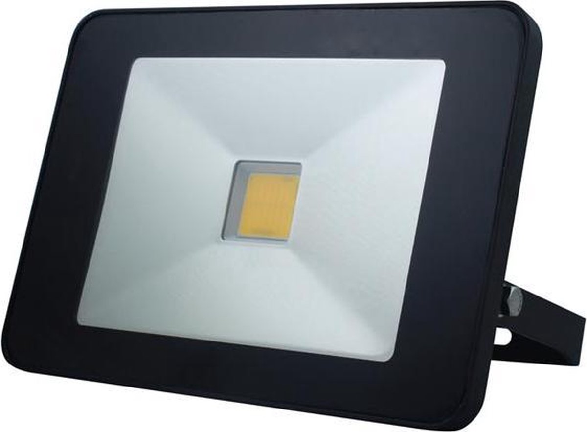 Perel led-schijnwerper, 30 W, 3200 lm, 4000°K, neutraalwit, voor binnen en buiten, verstelbare montagebeugel, afstandsbediening, aluminium, zwart