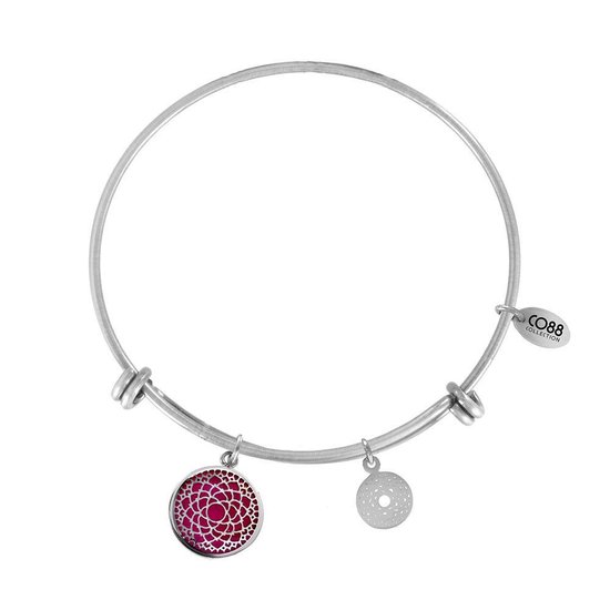 CO88 Collection Chakra 8CB 26007 Bracelet en acier avec pendentifs - Chakra de la couronne - Taille unique - Argent / Rose