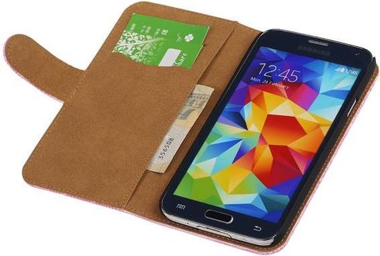 Etui Portefeuille Bookstyle pour Samsung Galaxy S5 Mini Snake Pink - Housse Etui