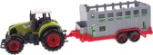 Johntoy Tractor Met Aanhanger Vierkant Groen 22 Cm