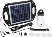 Zonnepaneel met tuinhuisverlichting en oplader