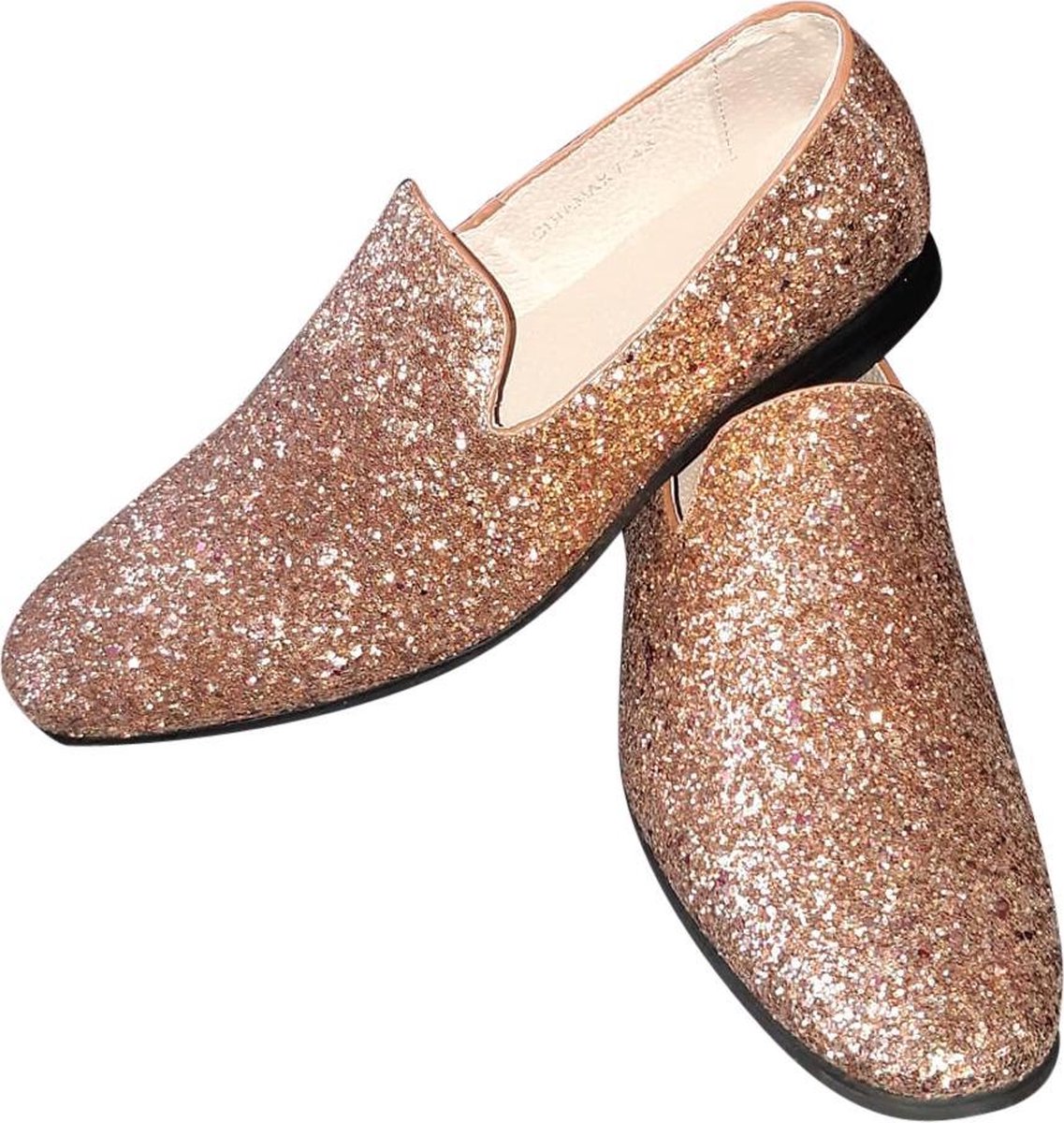 CHIAMAX Heren glitter schoen disco schoen party shoe De Toppers feest kerstmis carnaval glitter and glamour goud