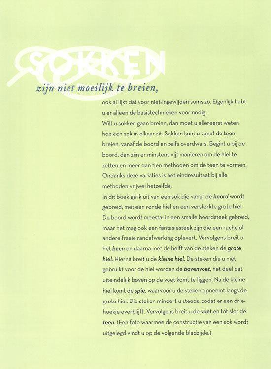Tekstpagina van het boek 'Sokken zijn niet moeilijk te breien'.