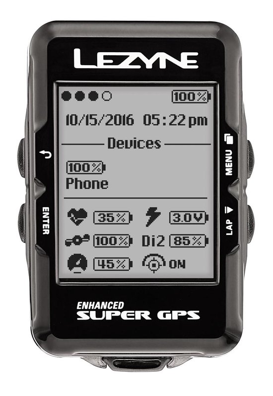Lezyne Super GPS HR Loaded Fietscomputer - 76 gram - Zwart