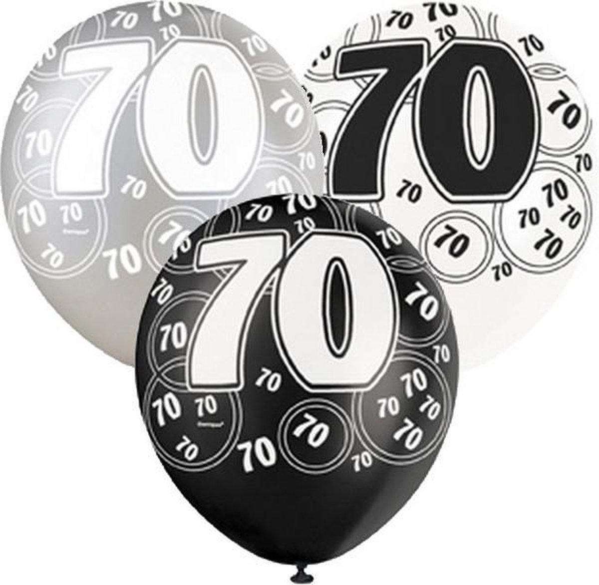 Grijze-witte-zwarte ballonnen 70 jaar - Feestdecoratievoorwerp