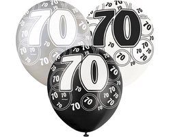 Grijze-witte-zwarte ballonnen 70 jaar - Feestdecoratievoorwerp