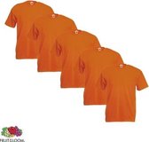 Fruit of the Loom - 5 stuks Valueweight T-shirts Ronde Hals - Oranje - S