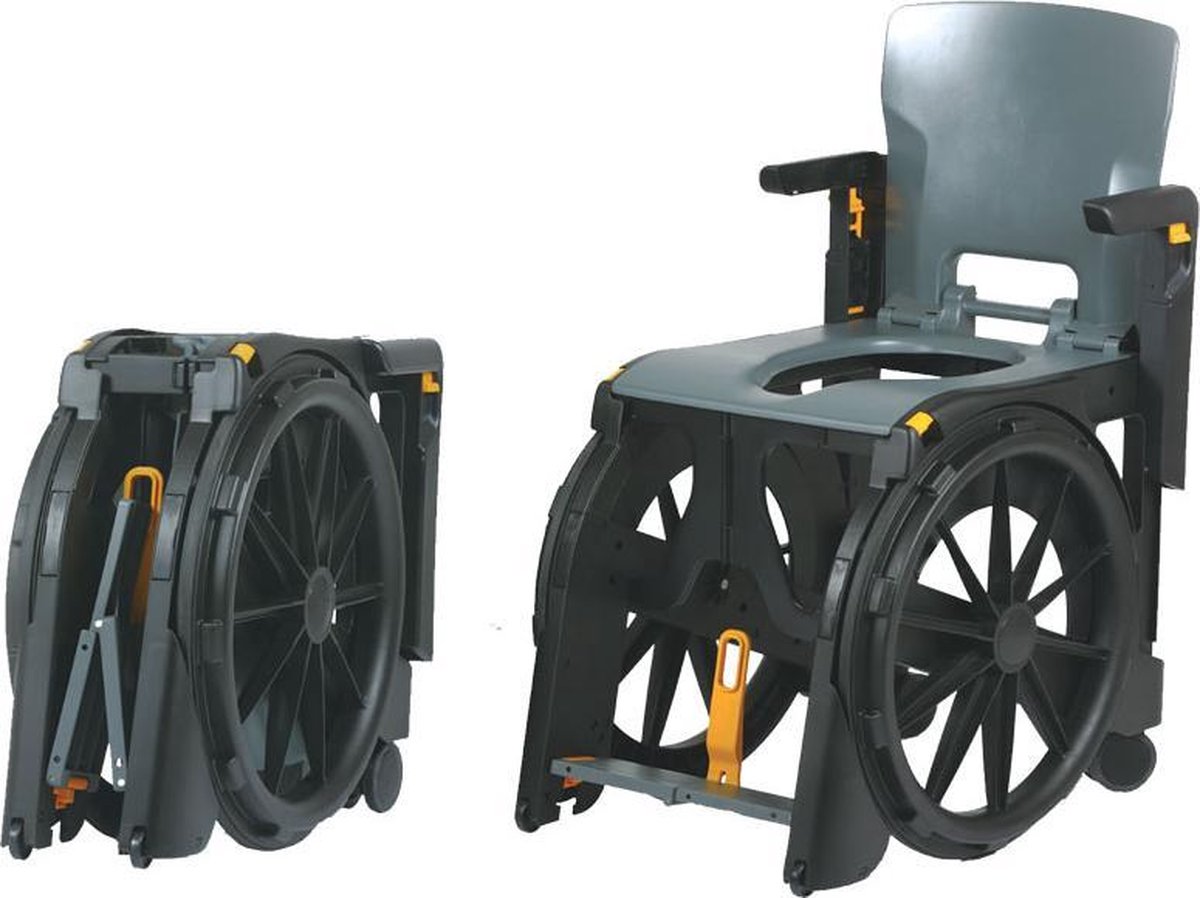 WheelAble rolstoel | Opvouwbare en verrijdbare douchestoel / toiletstoel - Skyline Mobility