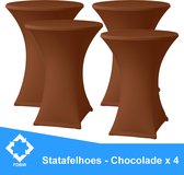 Statafelrok Luxe Chocolade x 4 - Statafel Tafelrok - Statafelhoes - Stretch –  ∅80 x 110 cm – geschikt voor Horeca Evenementen | Sta Tafel Hoes | Statafel | Staantafelhoes | Cocktailparty | T