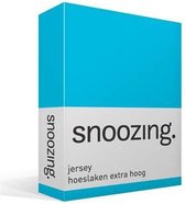 Snoozing Jersey - Hoeslaken Extra Hoog - 100% gebreide katoen - 140x200 cm - Turquoise