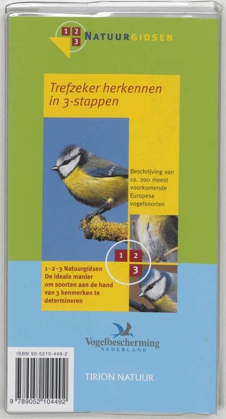 Boekomslag: Trefzeker herkennen in 3-stappen, met foto's van Europese vogels.