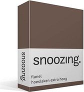 Snoozing - Flanel - Hoeslaken - Tweepersoons - Extra Hoog - 120x200 cm - Taupe