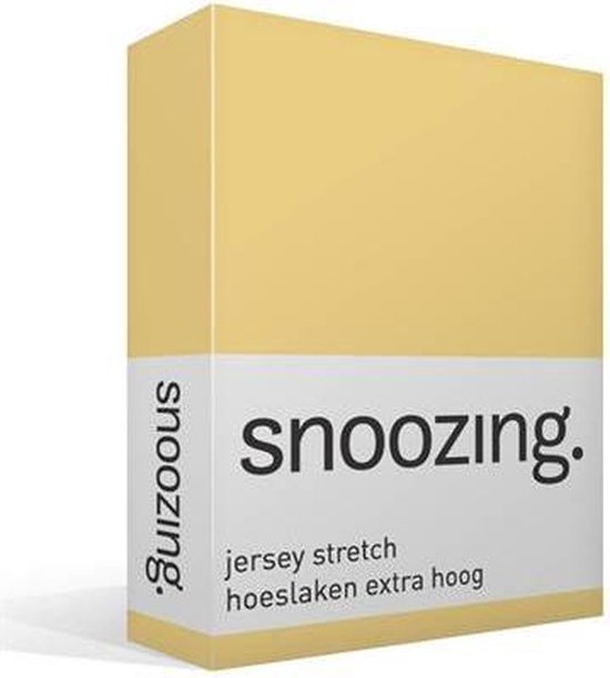 Snoozing Jersey Stretch - Hoeslaken - Extra Hoog - Lits-jumeaux - 160/180x200/220 cm - Geel