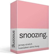 Snoozing Jersey Stretch - Hoeslaken - Extra Hoog - Tweepersoons - 140/150x200/220 cm - Roze