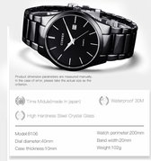 Curren - basic heren horloge - analoog - staal - zwart - met datum - 40 mm