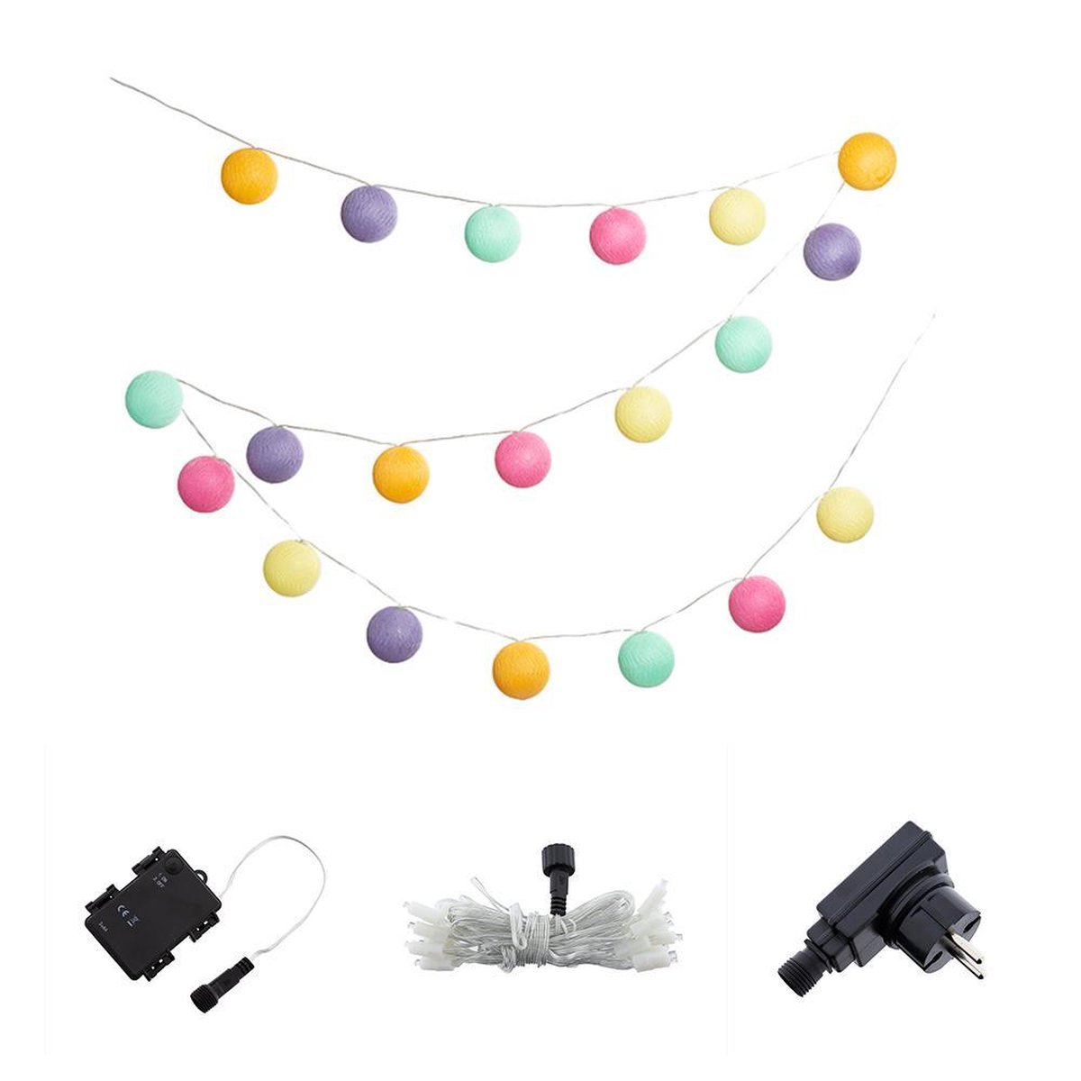 Cotton Ball Lights buiten feestverlichting geel 20 ballen Arco Iris
