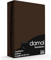 Damai - Hoeslaken (tot 25 cm) - Katoen - 80/90/100 x 200/210 cm - Brownie