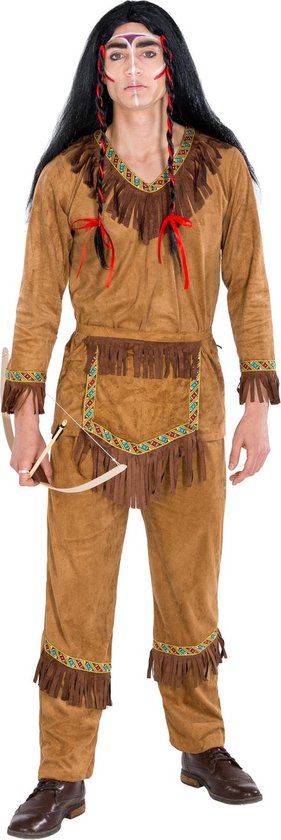 dressforfun - herenkostuum indiaan opperhoofd grote vos S - verkleedkleding kostuum halloween verkleden feestkleding carnavalskleding carnaval feestkledij partykleding - 300554