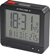 ATRIUM Wekker - Digitiaal - Digitale Klok - Radiogestuurd - Alarm - Zwart - Verlichting - Lichtsensor - Opbouwend Alarmsignaal - Snooze - Duidelijk - Reiswekker - Wektijd - Datum - Weekdag - Binnentemperatuur - Wekkers Slaapkamer - A740-7