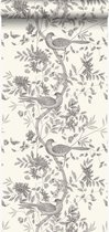 Origin Wallcoverings behangpapier vogel gravure ivoor wit en grijs - 347456 - 53 cm x 10,05 m