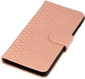 Snake Bookstyle Wallet Case Hoesjes voor LG L Bello D335 Licht Roze