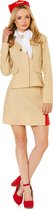 Karnival Costumes Stewardess kostuum voor vrouwen Deluxe Beige Bruin Carnavalskleding Dames Carnaval - Polyester - Maat M - 5-Delig Hoed/Jasje/Ingenaaid shirt/Sjaal/Rok