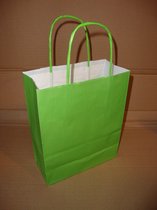 Papieren draagtas gedraaide greep 18 x 8 x 22 cm groen 50 stuks