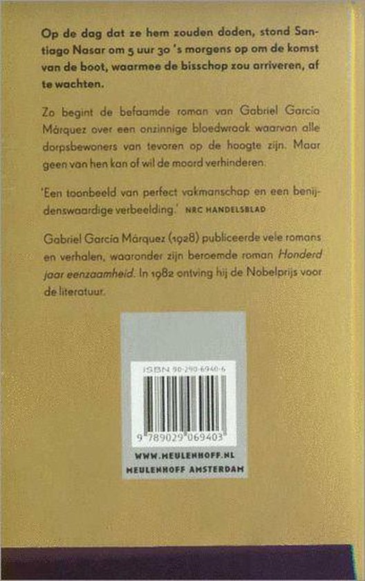 Kroniek Van Een Aangekondigde Dood