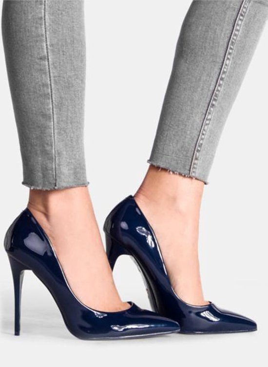- Gelakte - High heels - Blauw - Schoenen - Maat 35 | bol.com