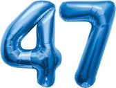 Folieballon Cijfer 47 Blauw 86 cm