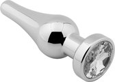 Banoch - Buttplug Lacrima Silver Clear Medium - Metalen buttplug - Diamant steen - Transparant