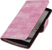 LG G4 Bookstyle Wallet Cover Mini Slang Roze - Cover Case Hoes