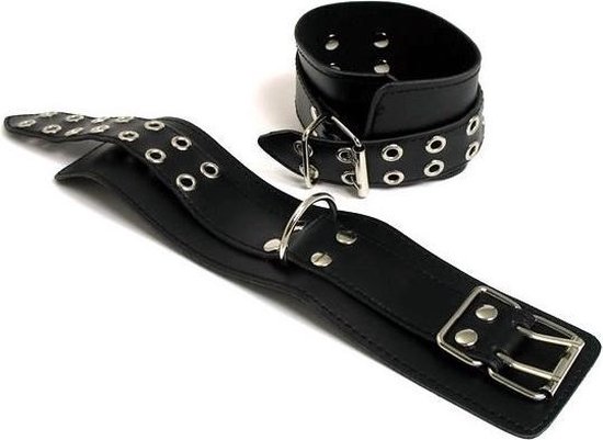Menottes SM En Cuir Noir - Kit Fétichiste - Unisexe - Neuf Et Intact