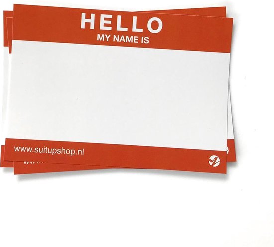 Foto: Hello my name is stickers 50 stuks oranje witte stickers