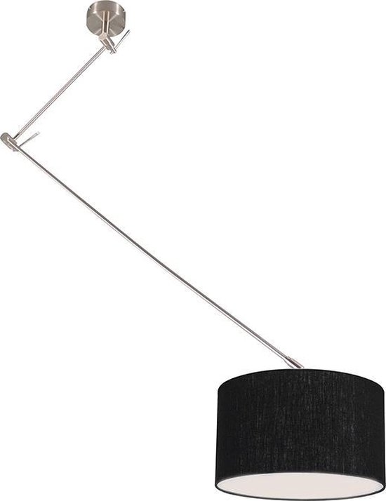 QAZQA blitz - Moderne Verstelbare hanglamp voor boven de eettafel | in eetkamer - 1 lichts - L 1000 mm - Zwart - Woonkamer | Slaapkamer | Keuken