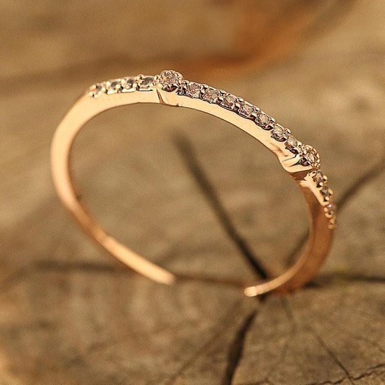 Fate Jewellery Ring FJ134 - 16mm - Roséverguld met zirkonia kristallen