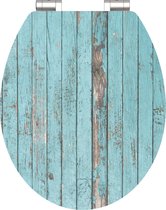 SCHÜTTE WC-Bril 80536 BLUE WOOD - High Gloss - MDF-Hout - Soft Close - Verchroomde Scharnieren - Decor - 1-zijdige Print