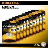 Duracell Knoopcel Lithium - CR2025 3V knoopcel batterijen - 165 mAh - voordeelverpakking - 20 stuks