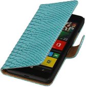 Snake Bookstyle Wallet Case Hoesjes voor Microsoft Lumia 640 Turquoise