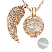 Quiges Engelenroeper 18mm Bolhouder met Ketting 90cm en Bolletje - Dames - Roségoudkleurig Cirkels - EBS18029