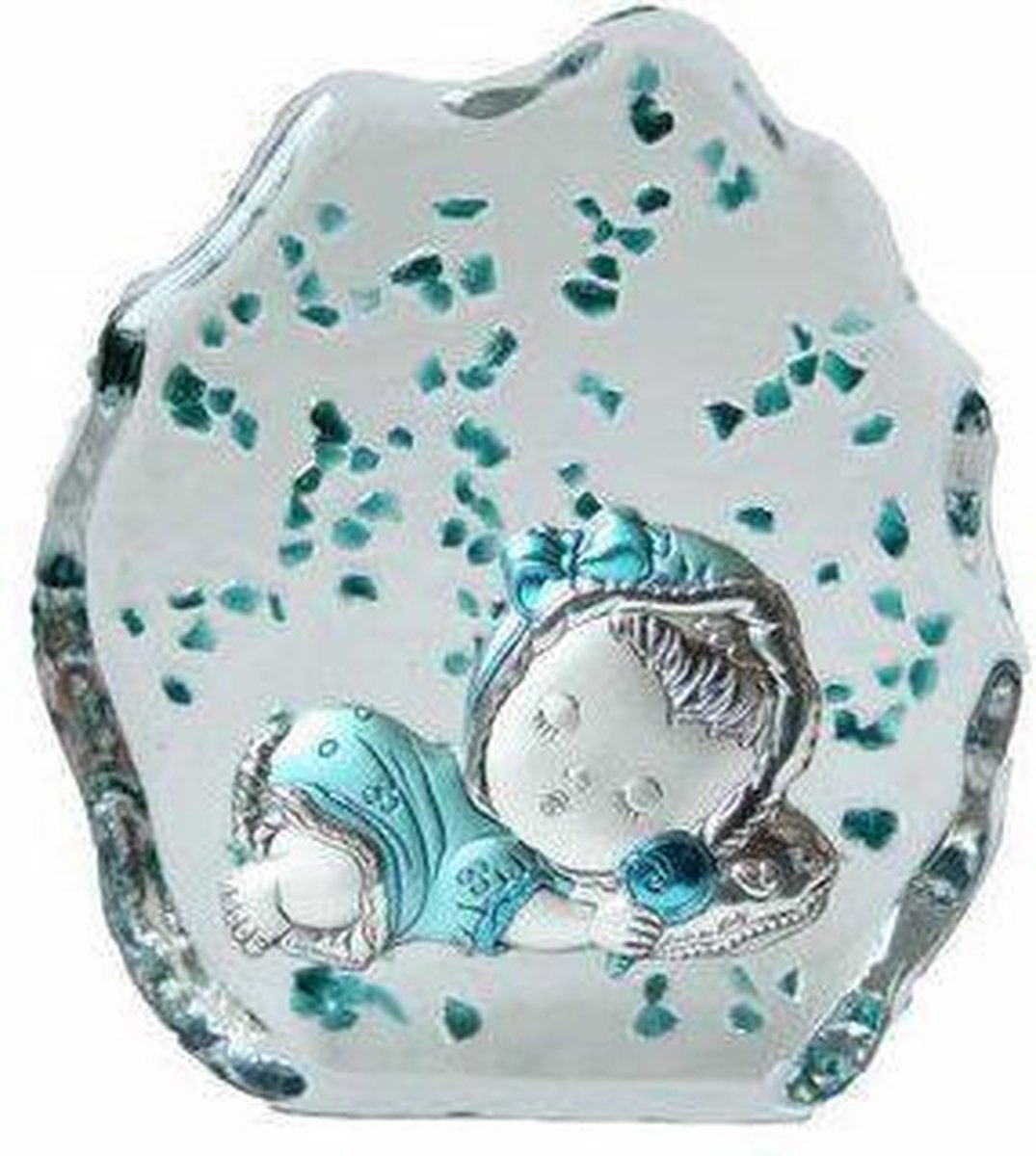 Goedkoopste Kraamcadeau Kristal en Zilver H12 cm Geboortecadeau.