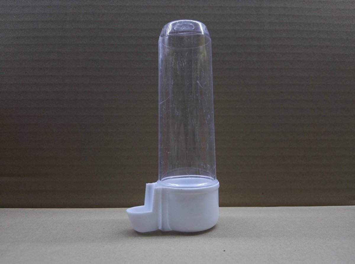 Drinkfontein staaf wit met lage voet, 100 ml. (2 stuks)
