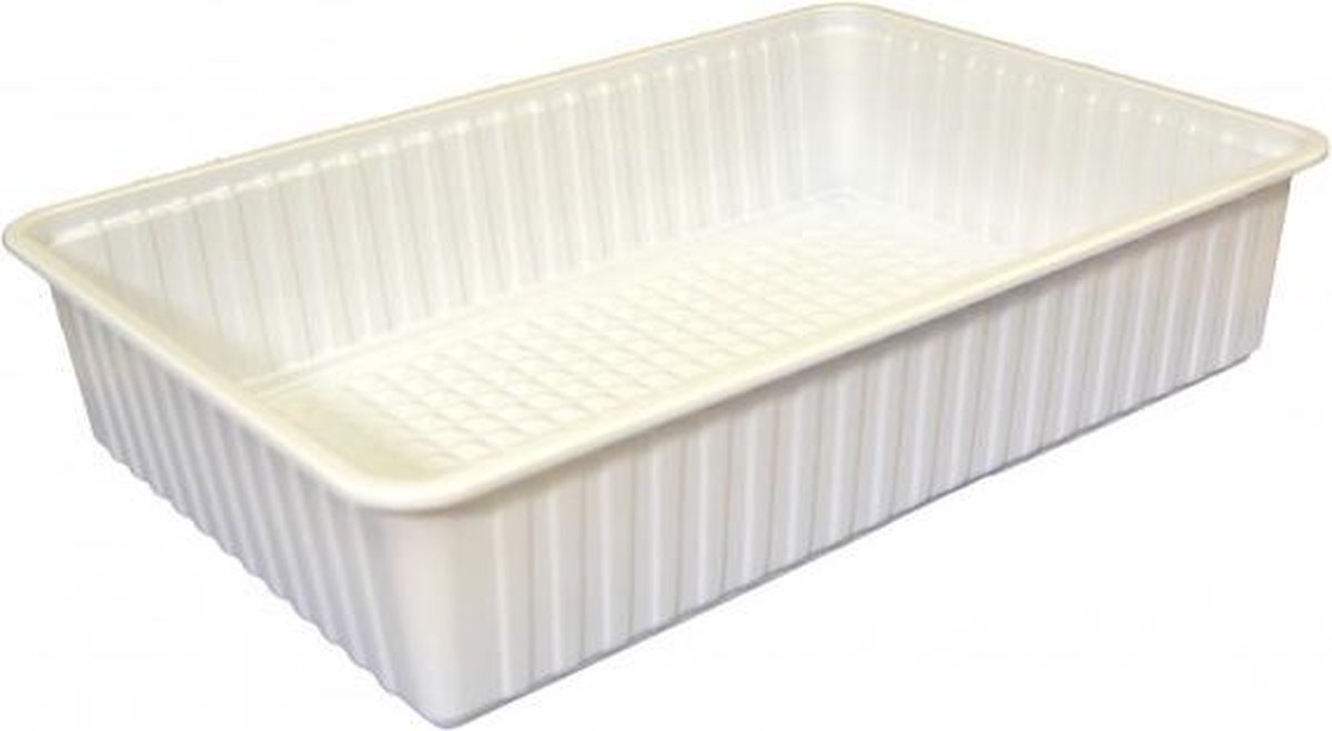 Witte rechthoekige plastic voedsel containers, 6000 cc - verpakking van 4 containers