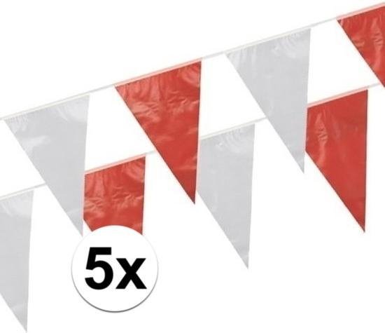 5x Vlaggenlijnen rood/wit - 10 meter - slingers | bol.com