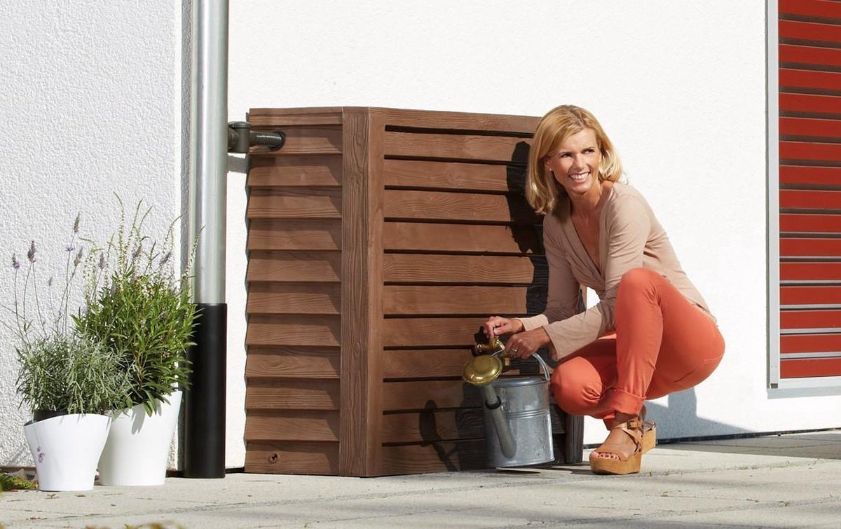 Garantia Woody colonne récupératrice d'eau 350 L bois foncé