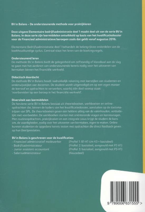 Structuurblad Elementaire bedrijfsadministratie deel 1; Bedrijfsadministrateur niveau 4; ROC Almere Poort