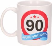 Verjaardag 90 jaar verkeersbord mok / beker