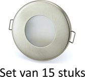 3W GU10 badkamer inbouwspot Zilver mat rond | Warm wit | Set van 15 stuks Met Philips LED lamp