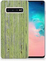 TPU Siliconen Hoesje Geschikt voor Samsung Galaxy S10 Design Green Wood
