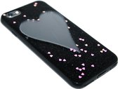 Spiegel hartjes hoesje zwart Geschikt voor iPhone 6(S) Plus